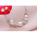 Hot Sell Pearl Jewelry Set 7-8mm Rice AAA 925 Silver Necklace Pearl Set